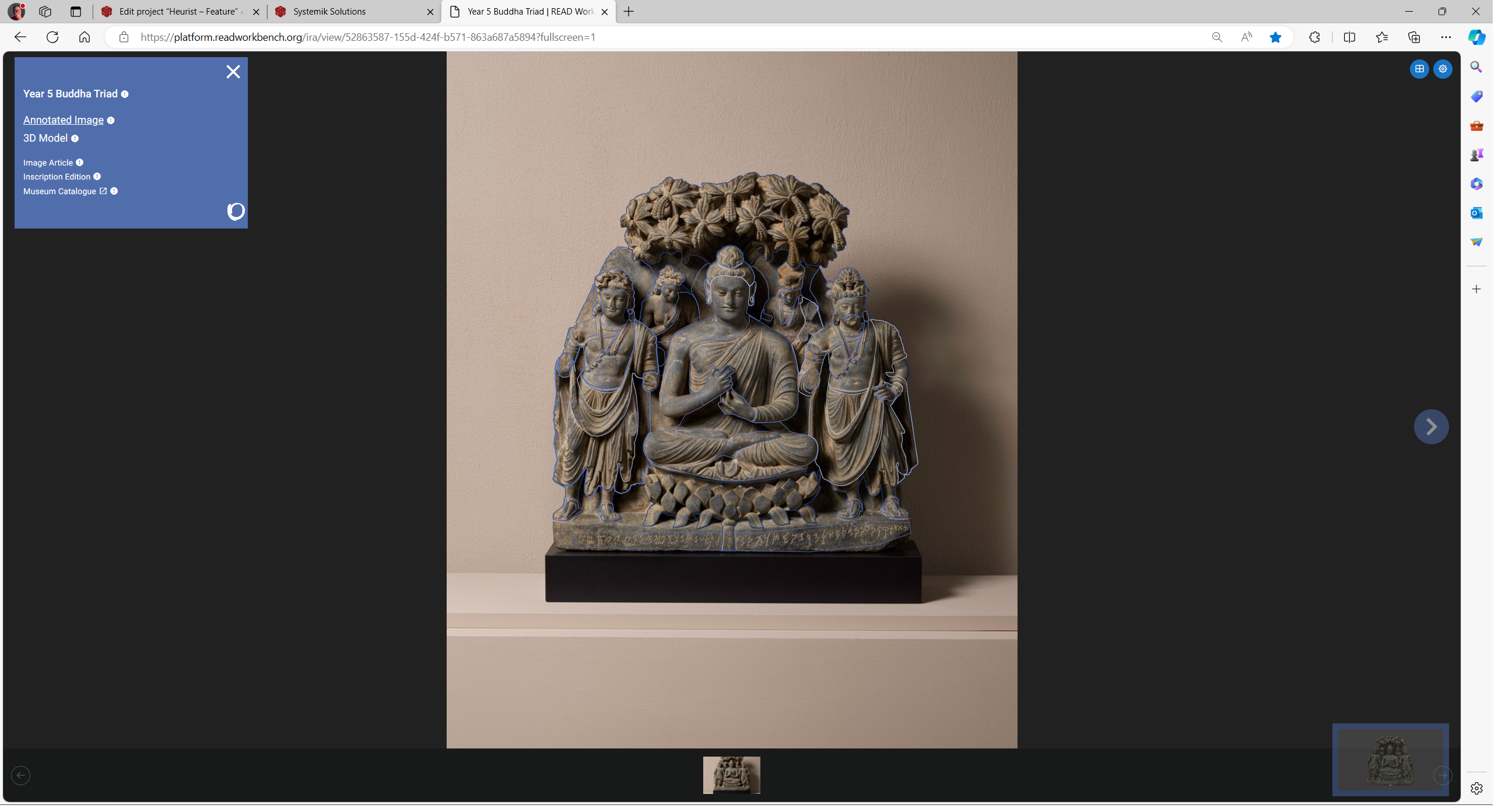 Screenshot of the Image Aggregate version of the Year 5 Buddha Triad image.
